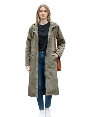 L.L. BEAN Wool Blend Army Green Long Jacket Size Medium